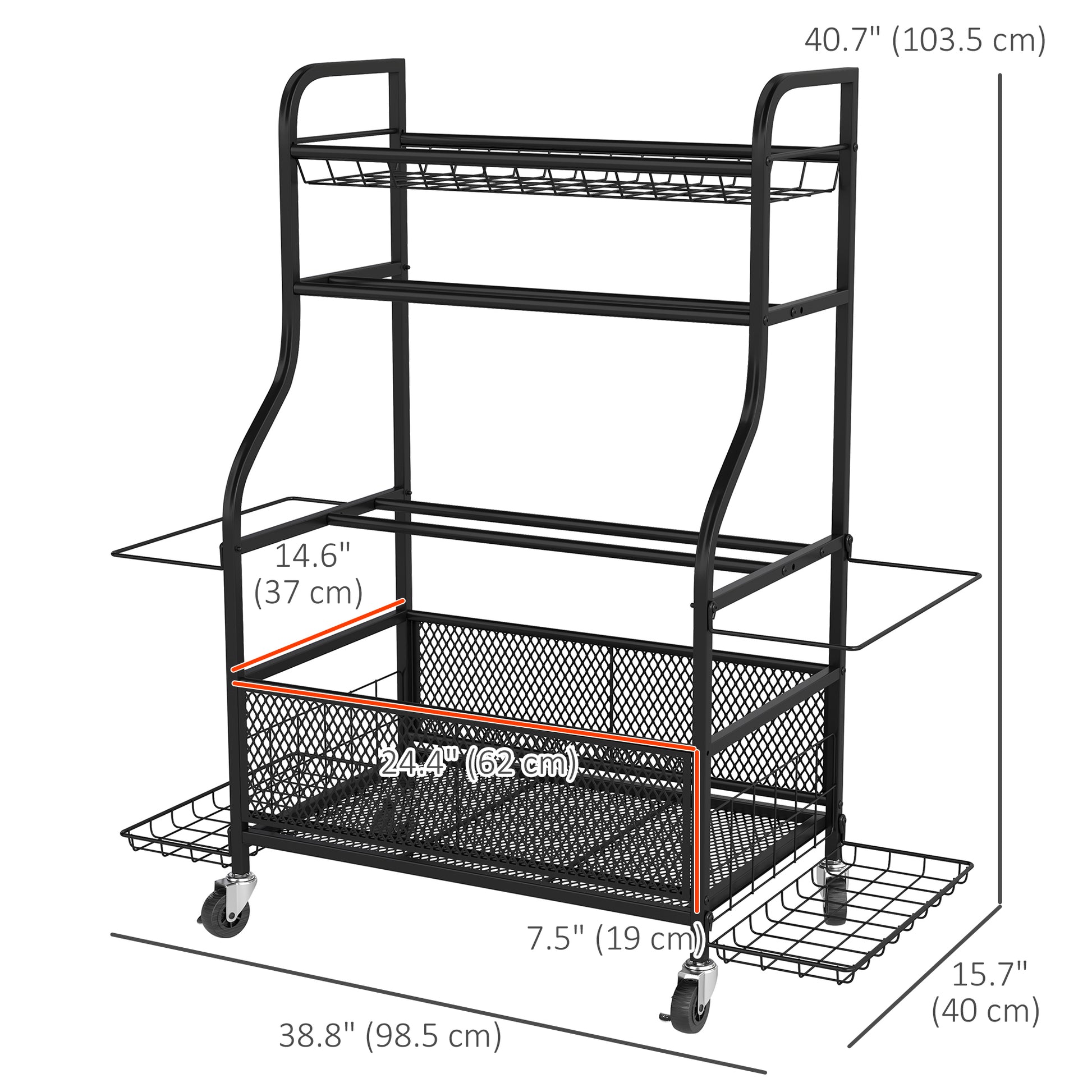 Soozier Garage Sports Equipment Organizer, Rolling Home Gym Storage Rack with Wheels, Dumbbell Rack and Ball Storage Hol