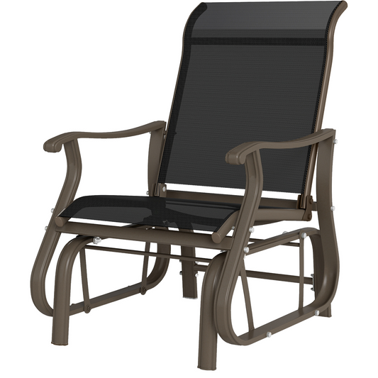 Outdoor Glider Chair, Patio Glider with Steel Frame and Mesh Fabric, Outdoor Chair for Backyard, Garden, Porch, Black
