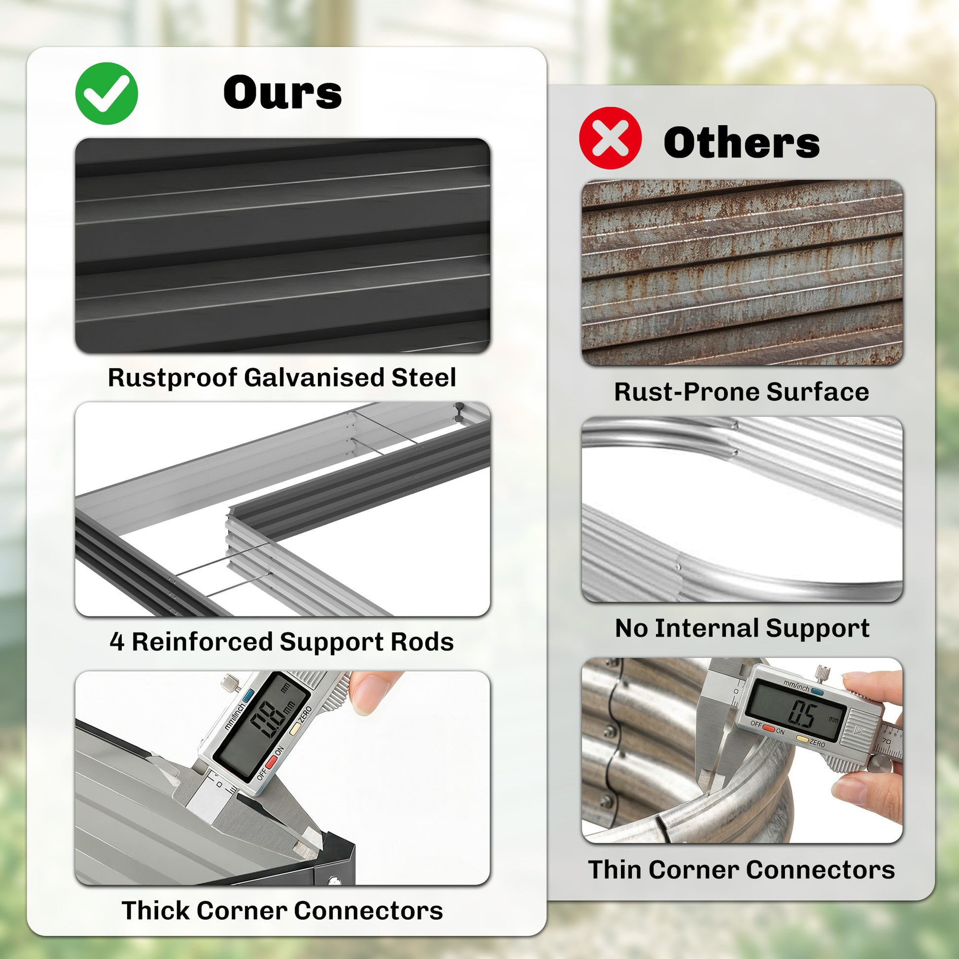 L-Shaped Raised Garden Bed, 82" x 109" x 12" Galvanized Steel Planter Box with Multi-reinforced Rods for Vegetables, Flo