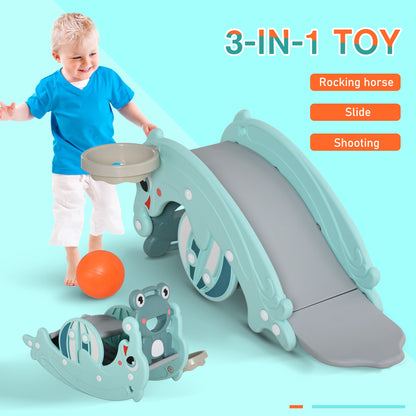 Qaba 3-in-1 Kids Slide And Rocking Horse Dual-Use Children Activity Equipment Portable Slide Indoor Outdoor Playground T