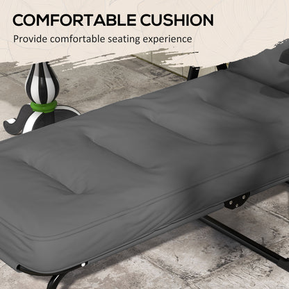 Outdoor Lounge Chair with Padded Cushion, Folding Reclining Patio Garden Chair with Recline Back, Footrest, for Poolside