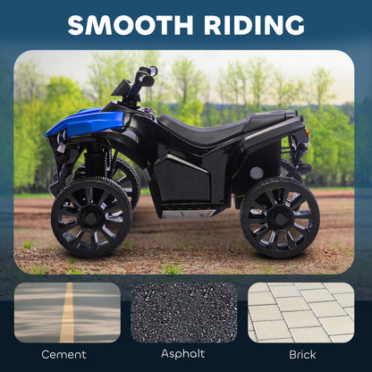 Qaba 6V Kids ATV, 4 Wheeler Electric Ride on Car with Music and LED Headlights, for Ages 37-72 Months Boys and Girls, Bl