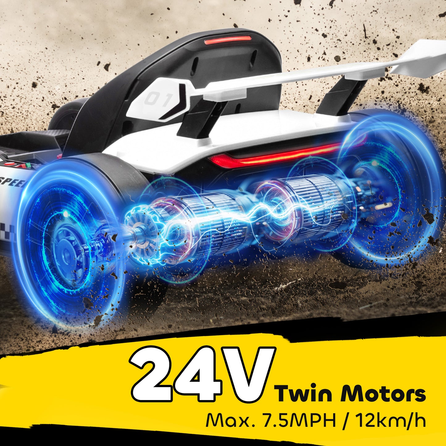 VarietyKart 24V Electric Go Kart, Battery Powered Kids Drift Kart with Adjustable Seat, Seat Belt, Horn, Music, Light, W