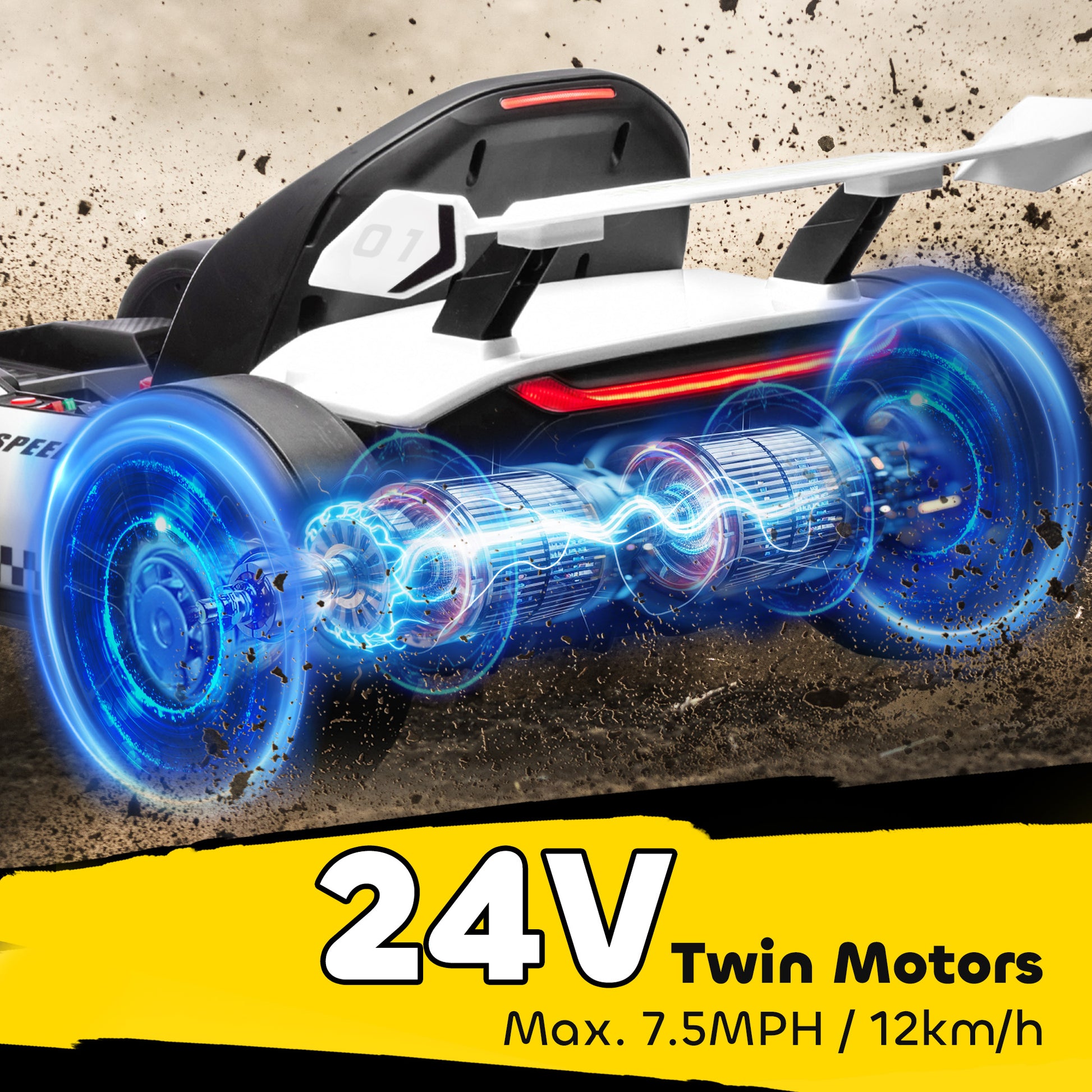 VarietyKart 24V Electric Go Kart, Battery Powered Kids Drift Kart with Adjustable Seat, Seat Belt, Horn, Music, Light, W