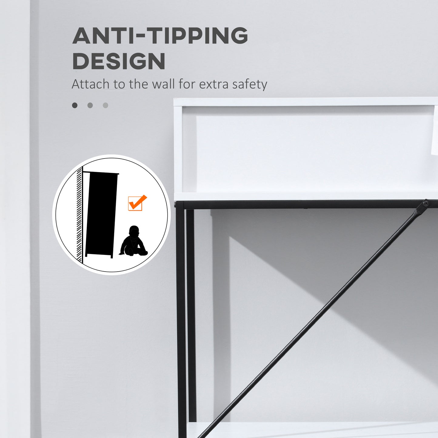 Modern Console Table with 2 Drawers, 2 Tier Entryway Table with storage Shelf, Narrow Sofa Table for Living Room, Hallwa