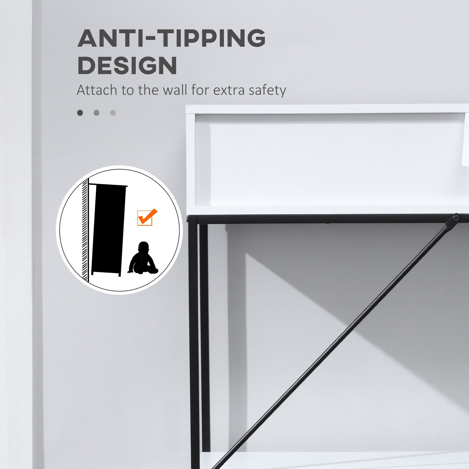 Modern Console Table with 2 Drawers, 2 Tier Entryway Table with storage Shelf, Narrow Sofa Table for Living Room, Hallwa