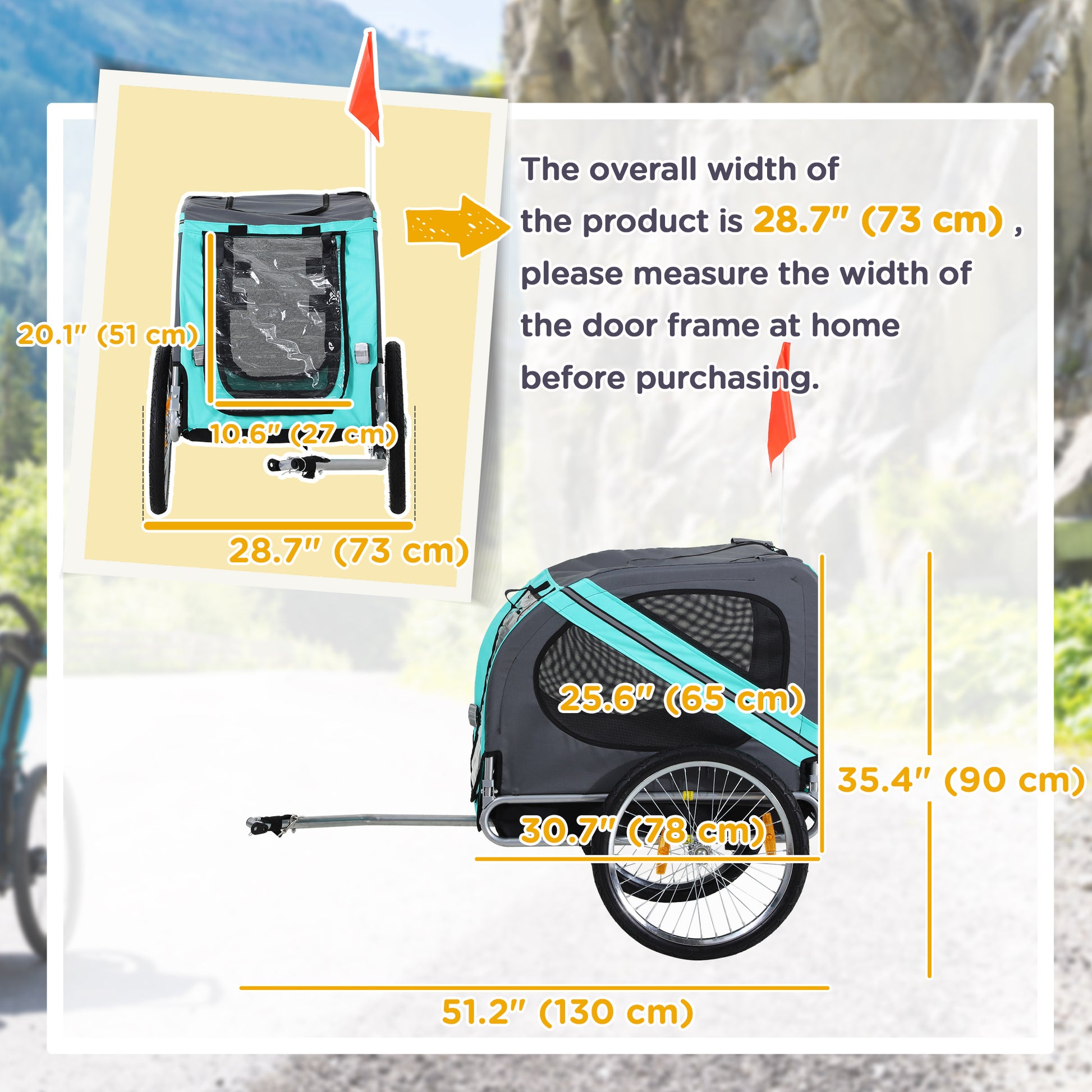 VarietyKart Dog Bike Trailer Pet Cart Bicycle Wagon Cargo Carrier Attachment for Travel with 3 Entrances Large Wheels fo