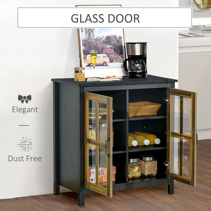 Kitchen Sideboard, Glass Door Buffet Cabinet, Accent Storage Cabinet with 2 Glass Doors and Adjustable Shelf for Dining 