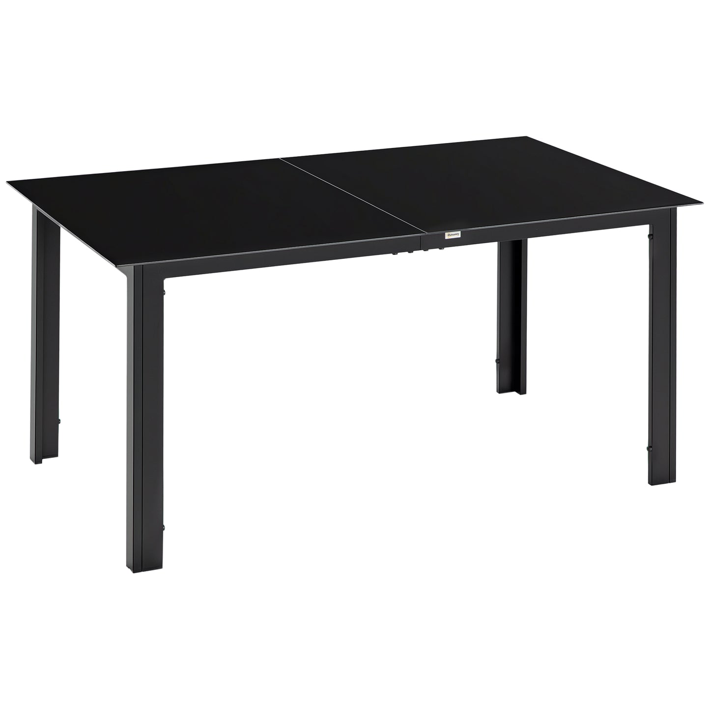 Aluminium Outdoor Dining Table for 6, 59" x 35" Rectangle Patio Table with Tempered Glass Tabletop, for Garden, Backyard