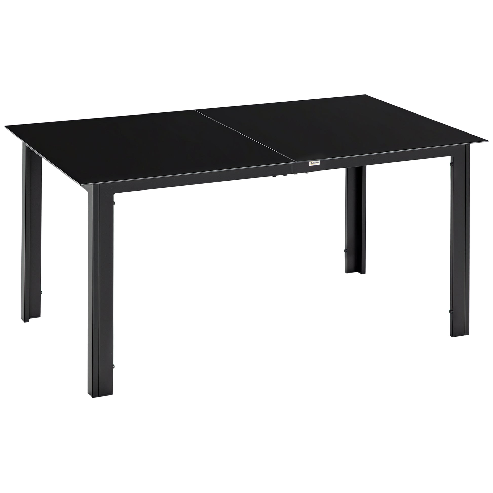Aluminium Outdoor Dining Table for 6, 59" x 35" Rectangle Patio Table with Tempered Glass Tabletop, for Garden, Backyard