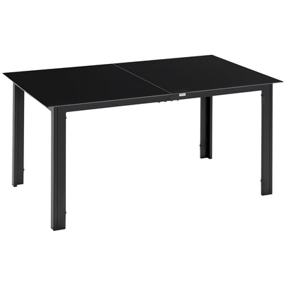 Aluminium Outdoor Dining Table for 6, 59" x 35" Rectangle Patio Table with Tempered Glass Tabletop, for Garden, Backyard