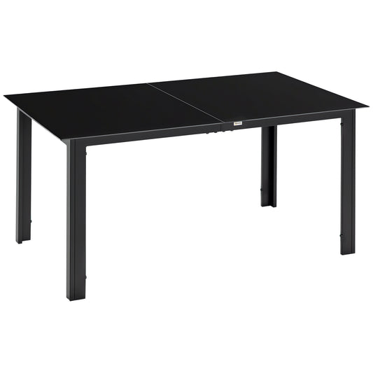 Aluminium Outdoor Dining Table for 6, 59" x 35" Rectangle Patio Table with Tempered Glass Tabletop, for Garden, Backyard