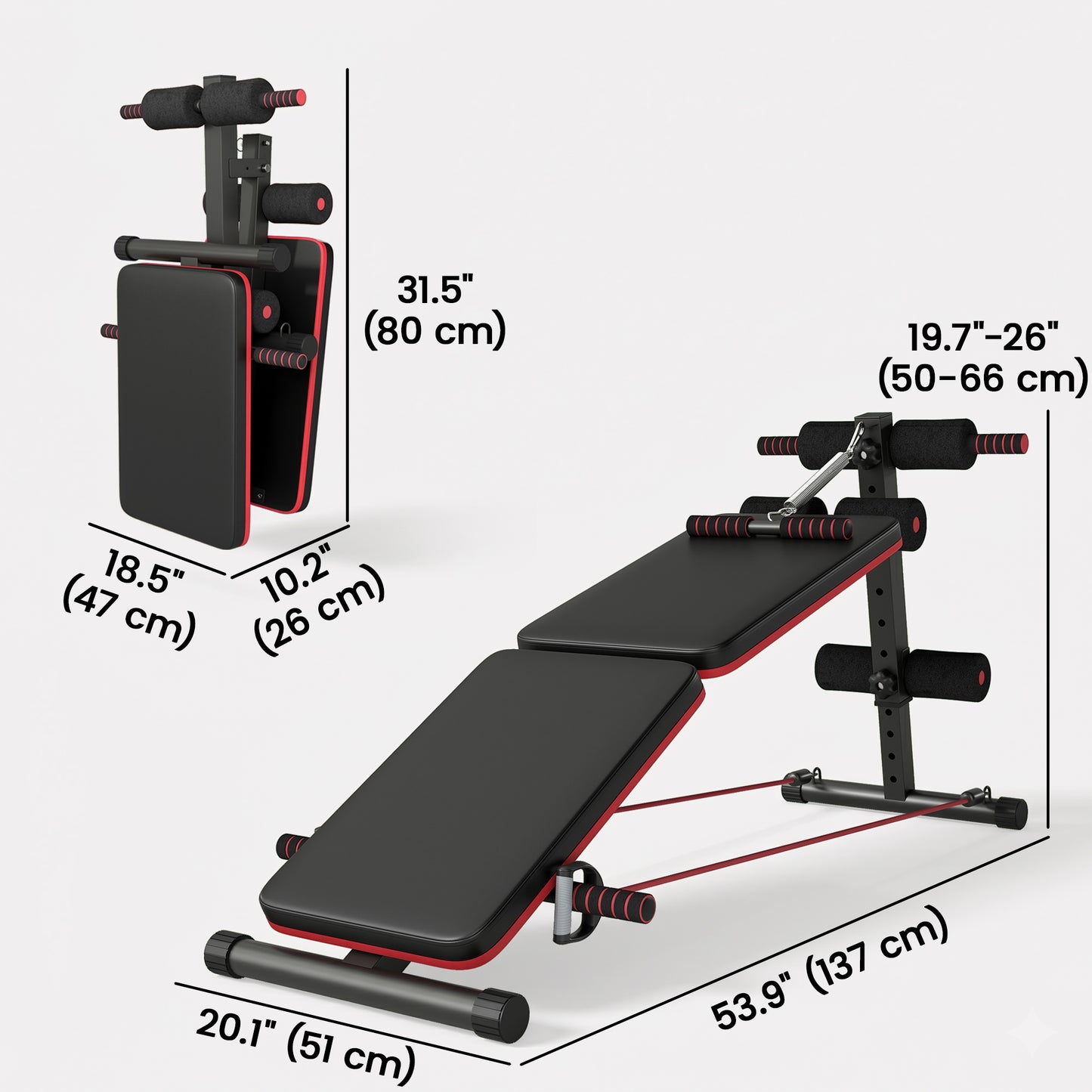 Soozier Foldable Sit Up Bench Core Workout for Home Gym Black