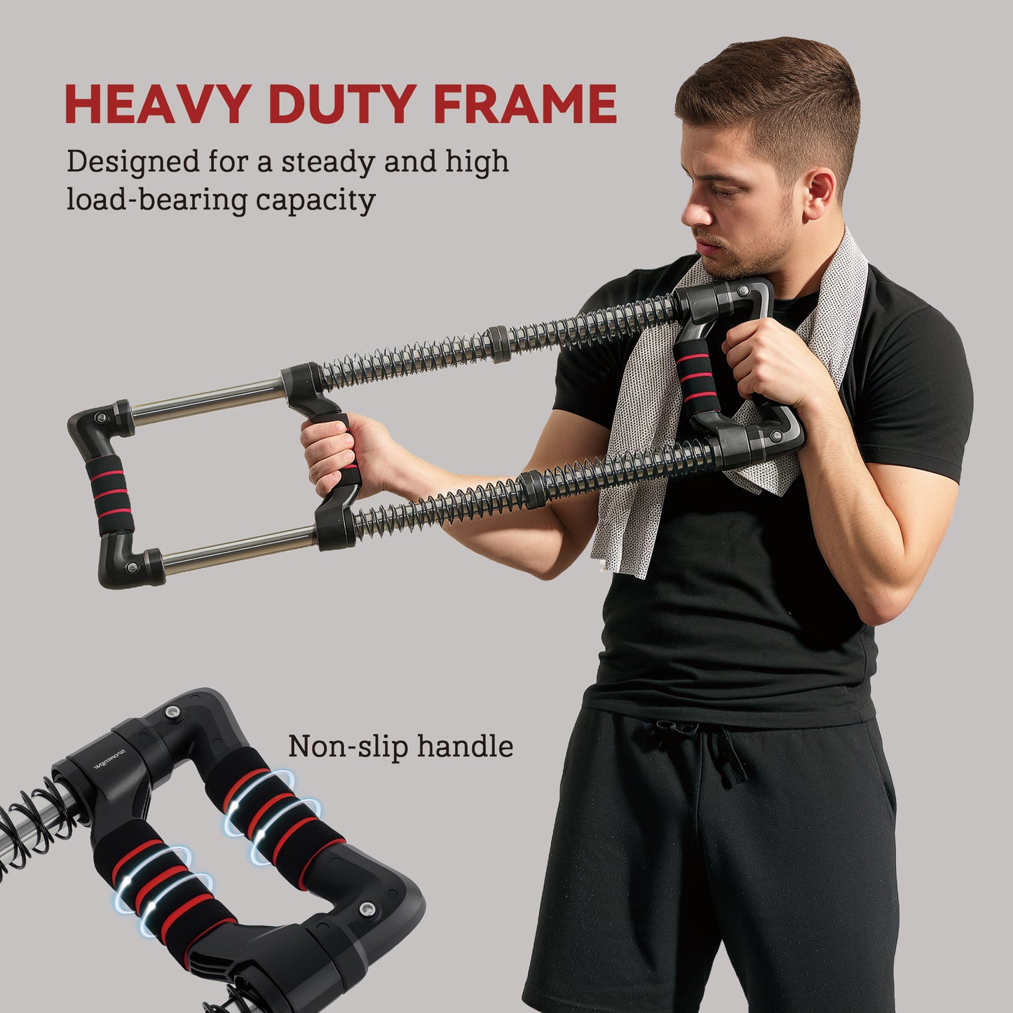 Soozier Chest Expander, Spring Chest Exerciser with 22-110 lbs Resistance for Men and Women Home Gym, Office or Travel