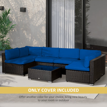 Outdoor 14pc Patio Rattan Sofa Set Cushion Polyester Cover Replacement Set - No Cushion Included Light Blue
