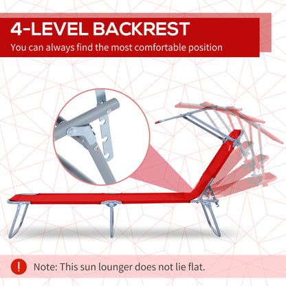 Outdoor Lounge Chair, Adjustable Folding Chaise Lounge, Tanning Chair with Sun Shade for Beach, Camping, Hiking, Backyar