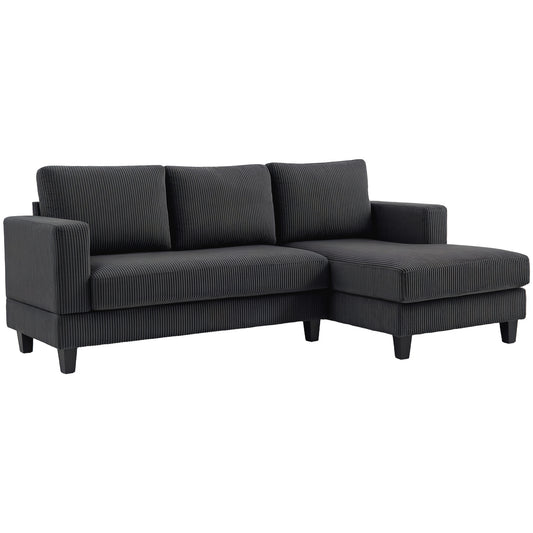 L Shaped Couch, L Shape Sofa with Chaise Lounge and Spring Cushion for Living Room, Bedroom, Grey