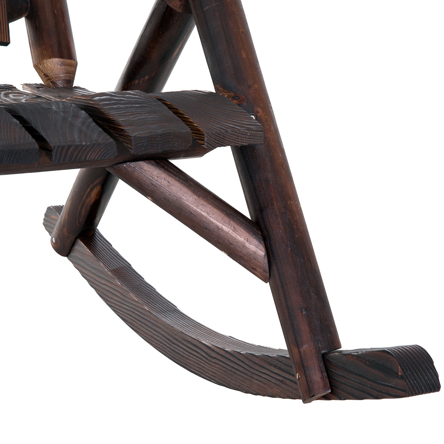 Outdoor Rocking Chair, Wooden Adirondack Outdoor Rocker with High Back, Slatted Seat, Oversized Rustic Patio Rocking Cha
