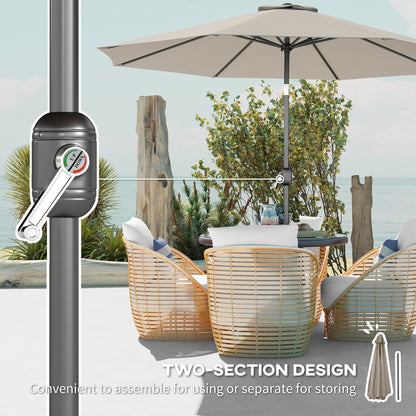 10' x 8' Round Market Umbrella, Patio Umbrella with Crank Handle and Tilt, Outdoor Parasol for Garden, Bench, Lawn, Ligh