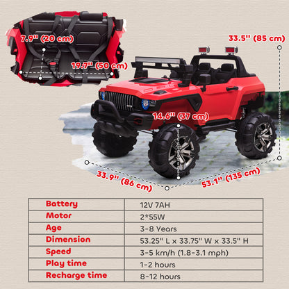 VarietyKart 2-Seater Ride on Truck, 12V 7AH Big Battery Powered Police Car for Kids with Remote Control, 4 Shock Absorbe