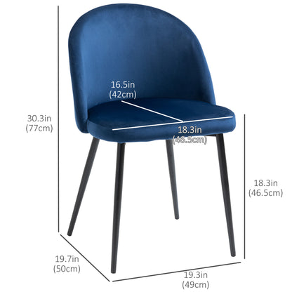 Modern Dining Chairs, Mid-Back Velvet-touch Upholstery Side Chair, Table Chair for Living Room, Dining Room, Dark Blue, 