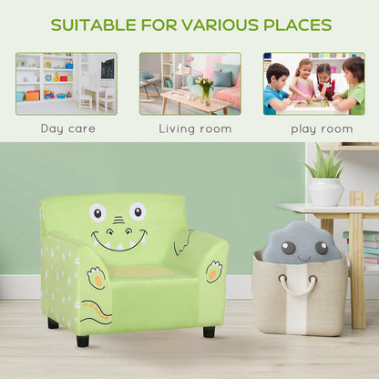 Qaba Kids Sofa, Armrest Chair for Preschool, Toddler Couch for Kids Room, Kindergarten with Cute Animal Print, Super-sof