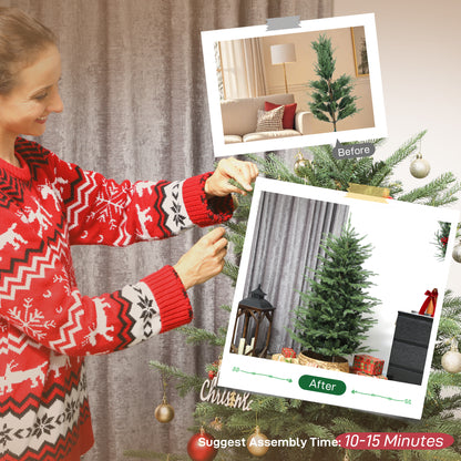 5 ft Artificial Christmas Tree with Dense Realistic Branches, Full Ponderosa Fir, Hinged Xmas Tree, Easy Assembly