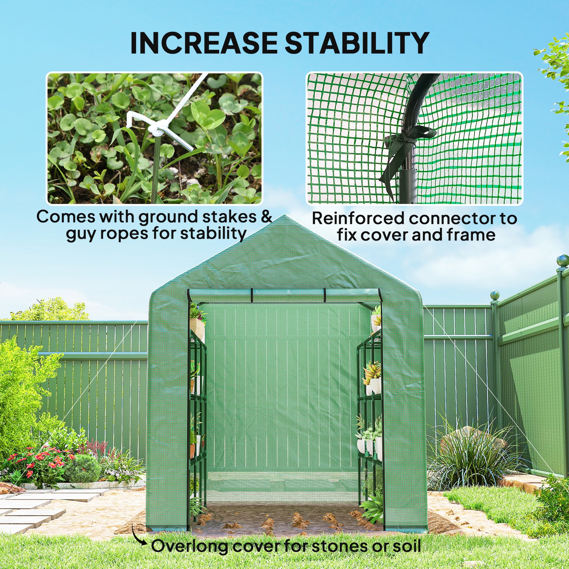 8' x 6' x 7' Portable Walk-In Greenhouse Hot House with 18 Shelves,  Water/UV Resistant Weather Cover, & Roll Up Door