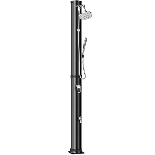 10.6 Gal Solar Heated Shower, 7.2 FT Outdoor Shower with 2 Shower Heads, Adjustable Temperature, Foot Faucet