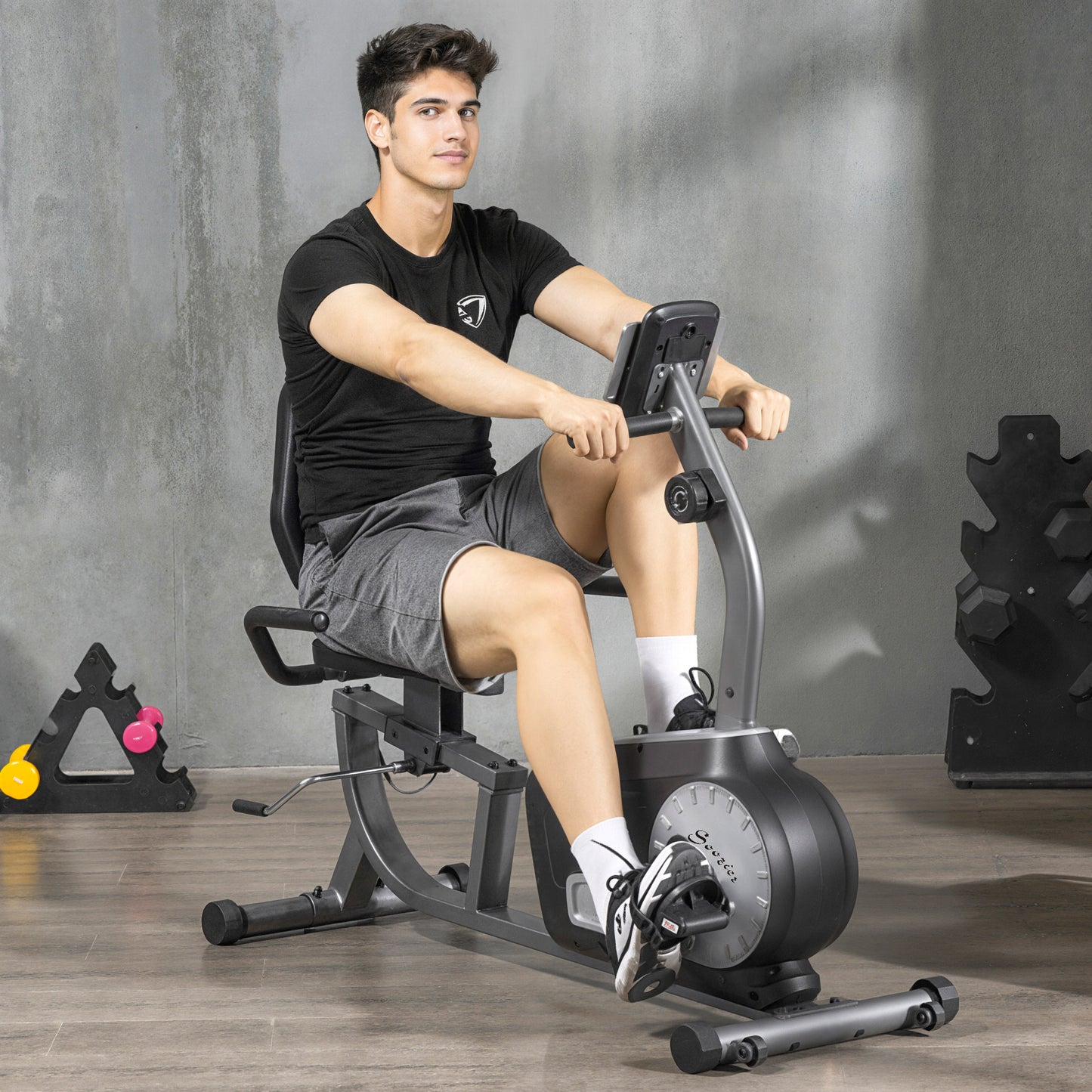 Soozier Exercise Bike, Stationary Bike with 8-Level Magnetic Resistance, LCD Display, Adjustable Seat and Backrest for H