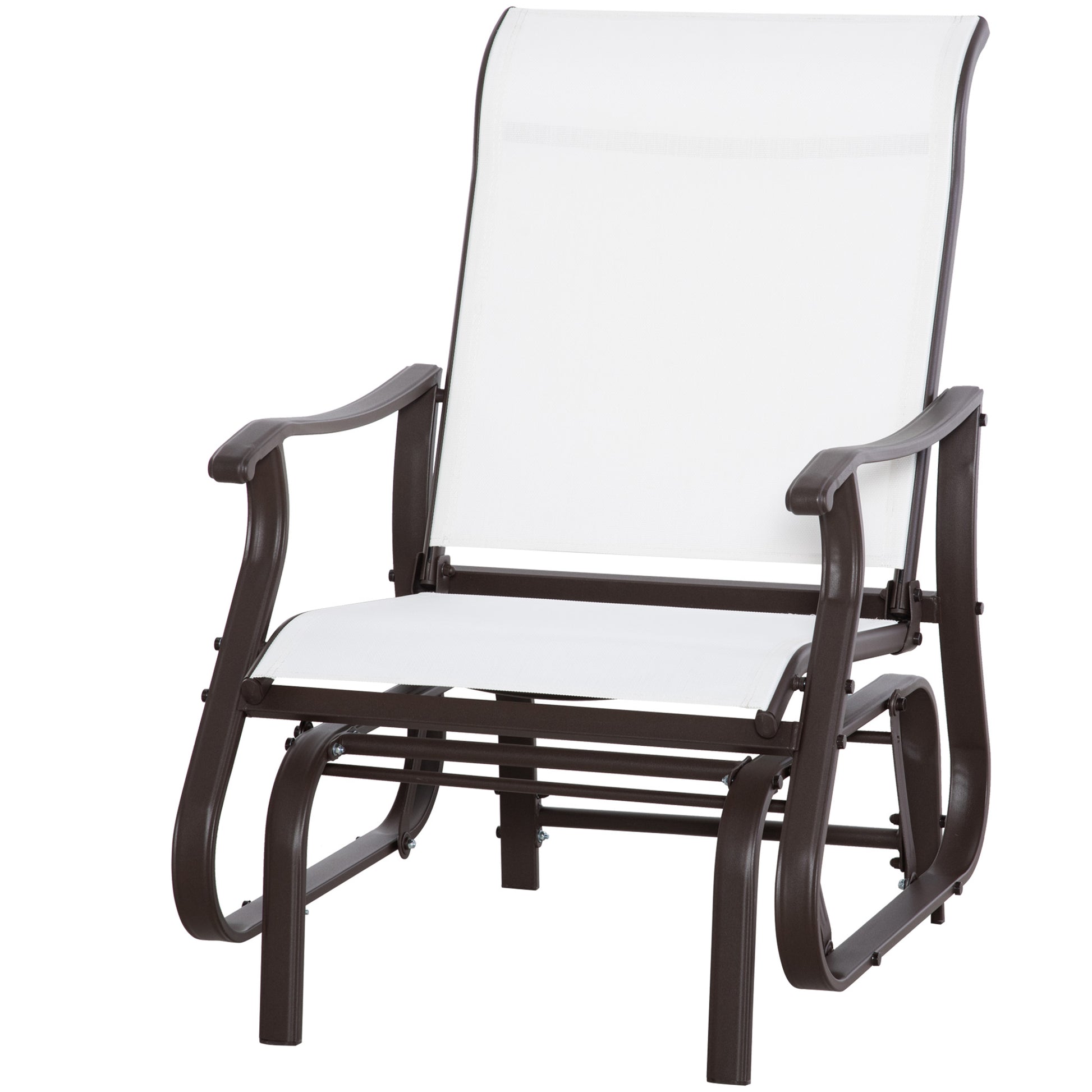 Outdoor Glider Chair, Patio Glider with Steel Frame and Mesh Fabric, Outdoor Patio Chair for Backyard, Garden and Porch,