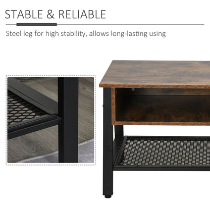 Industrial TV Stand, TV Console Table for TV up to 45'' Flat Screen, Entertainment Center for Living Room, Bedroom, Rust