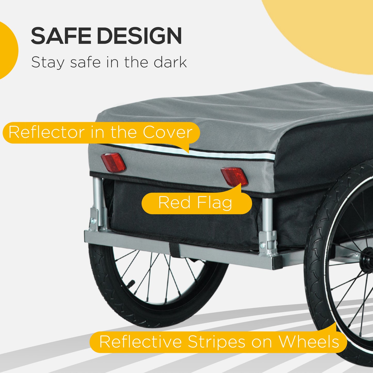 VarietyKart Outdoor Bike Cargo Trailer, Foldable Bicycle Luggage Wagon, Triple Safety, 16" Wheels, Removable Cover, Blac