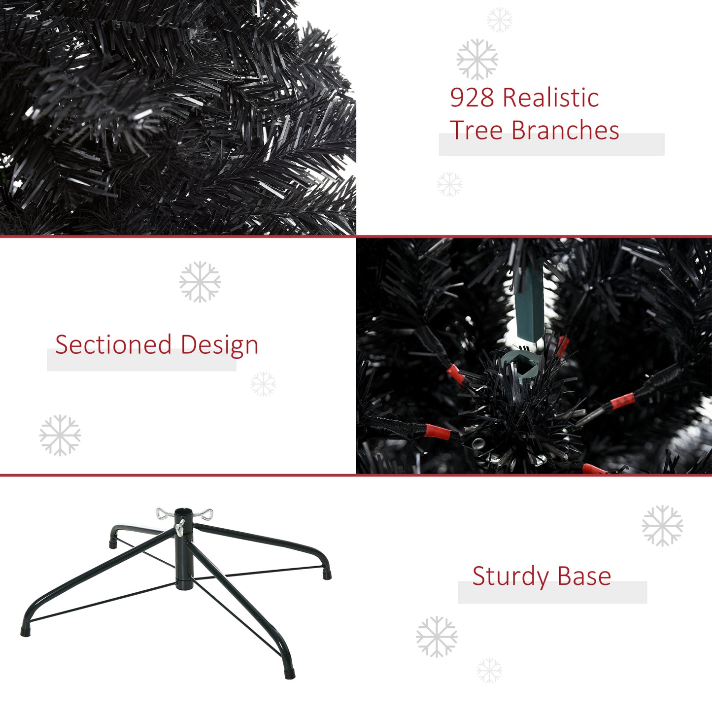 6ft Artificial Christmas Tree Unlit Douglas Fir with Realistic Branch Tips, Black Halloween Style