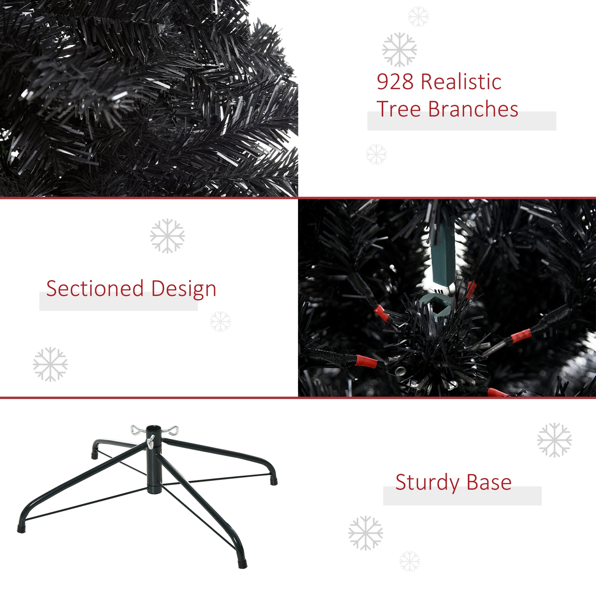 6ft Artificial Christmas Tree Unlit Douglas Fir with Realistic Branch Tips, Black Halloween Style