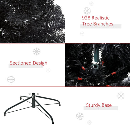 6ft Artificial Christmas Tree Unlit Douglas Fir with Realistic Branch Tips, Black Halloween Style