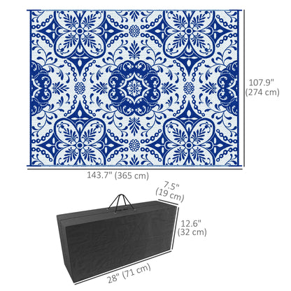 Portable Outdoor Rug with Carry Bag, 9' x 12' Reversible Mat, Waterproof Plastic Straw RV Rug for Backyard, Deck, Picnic