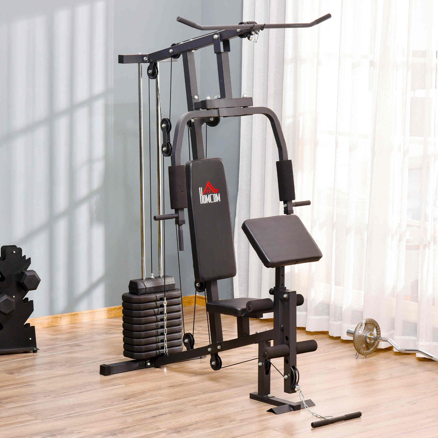 Soozier Multifunction Home Power Exercise Gym System Weight Training Exercise Workout Station Fitness Strength Machine f