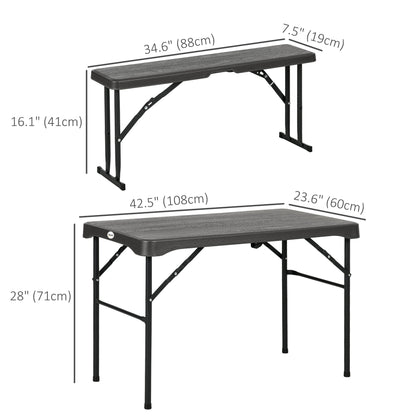 Folding Picnic Table with 2 Benches, 3-Piece Portable Outdoor Picnic Table Bench Set for 4, Patio Dining Table Set with 