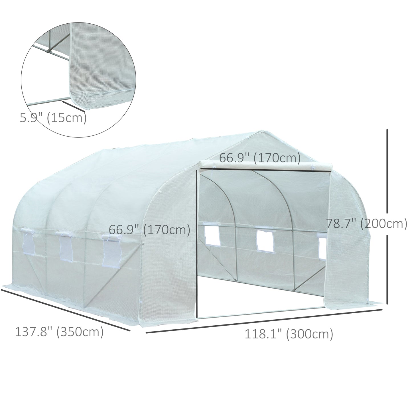 11.5'x9.8'x6.6' Portable Walk-In Tunnel Greenhouse Garden Warm House - White