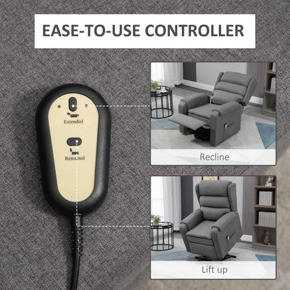 Lift Chair for Elderly, Power Chair Recliner with Footrest, Remote Control, Side Pockets for Living Room, Grey