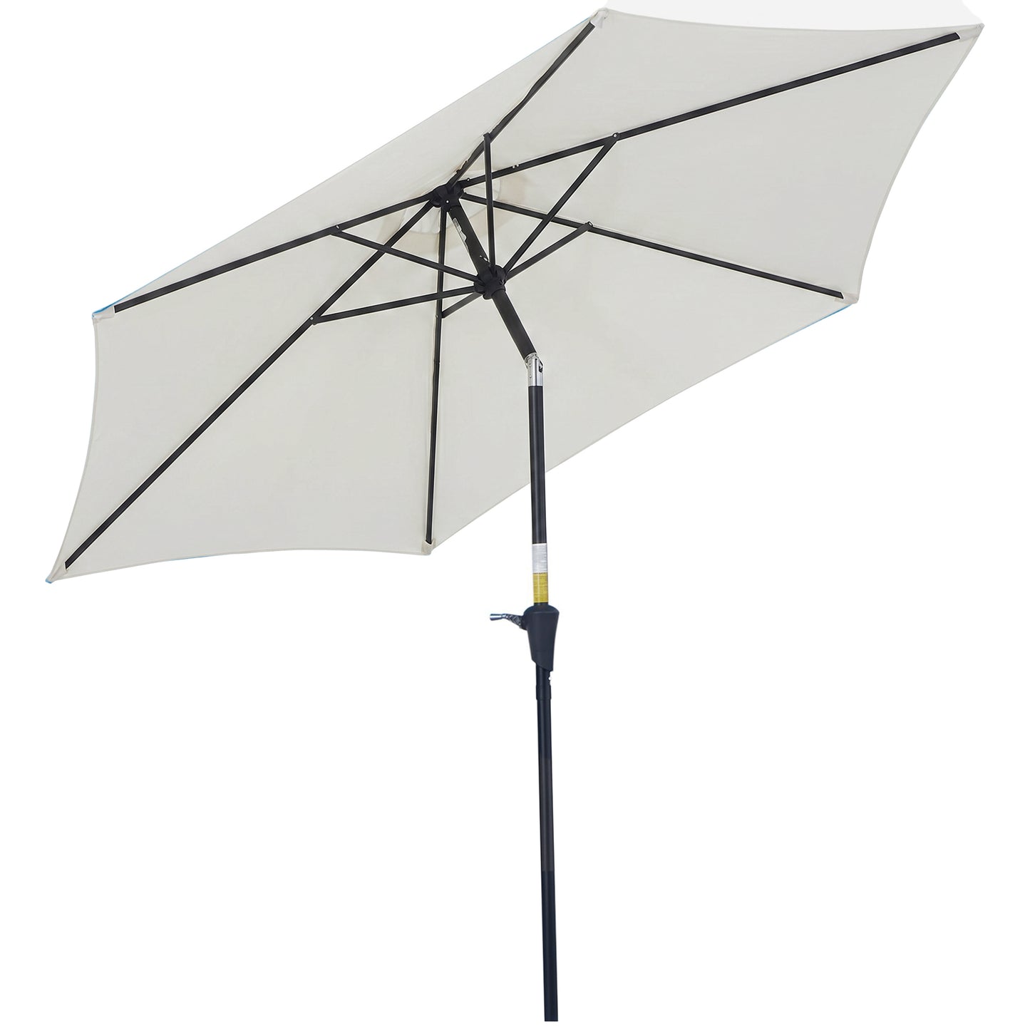 8.5' Round Aluminum Patio Umbrella 6 Ribs Market Sunshade Tilt Canopy w/ Crank Handle Garden Parasol Cream White