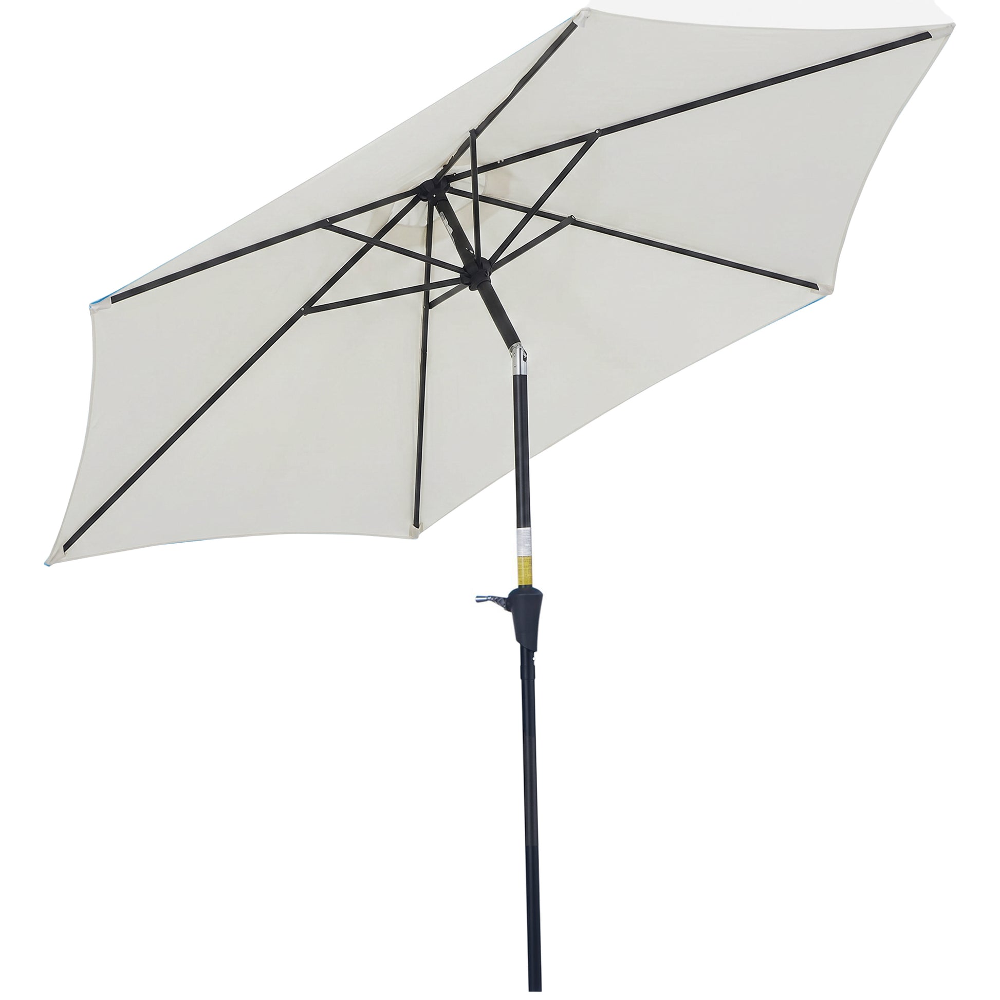 8.5' Round Aluminum Patio Umbrella 6 Ribs Market Sunshade Tilt Canopy w/ Crank Handle Garden Parasol Cream White