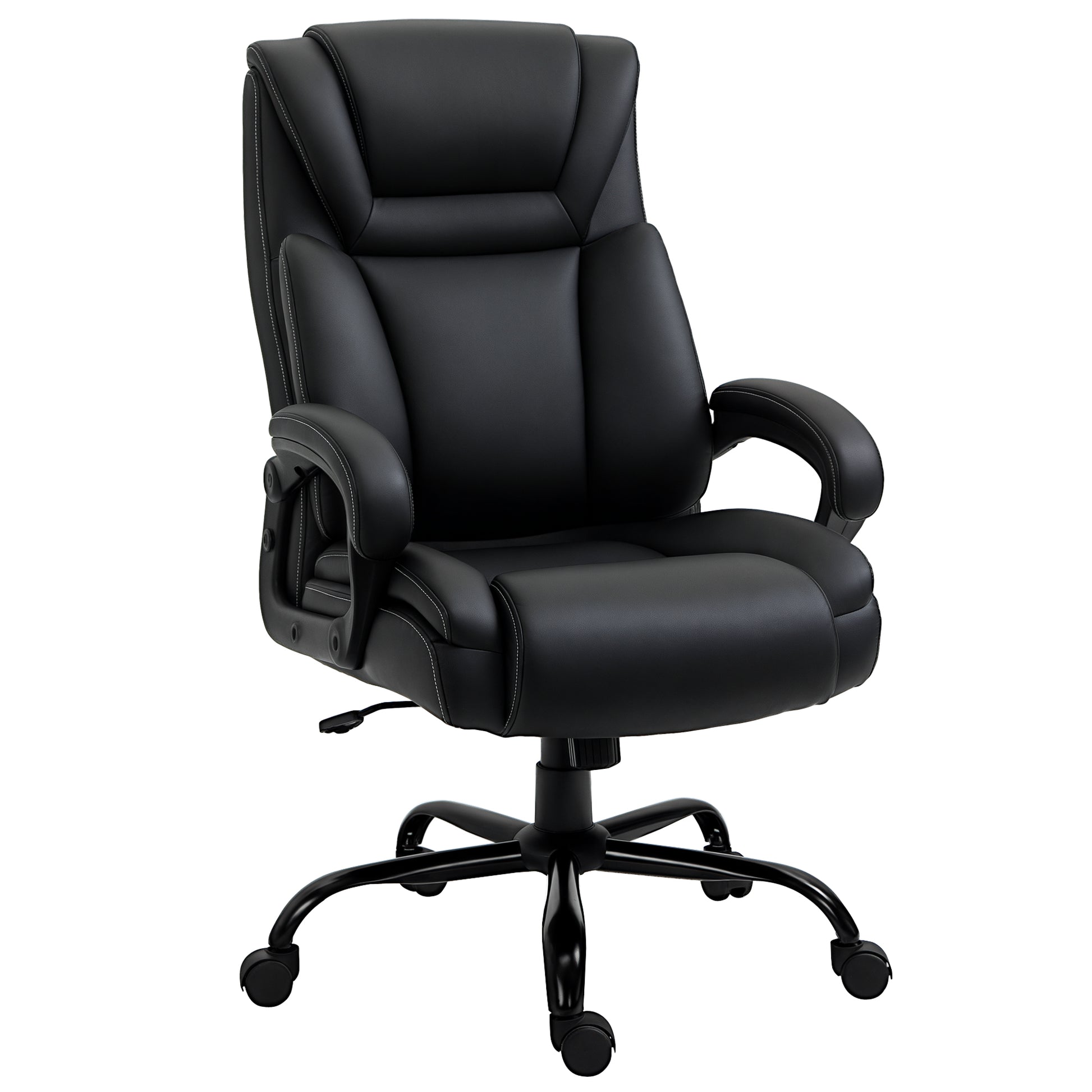 PU Leather Executive Office Chair with High Back, Adjustable Height and Swivel Wheels, 400LBS Capacity, Black