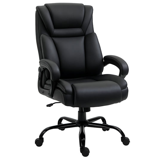 PU Leather Executive Office Chair with High Back, Adjustable Height and Swivel Wheels, 400LBS Capacity, Black