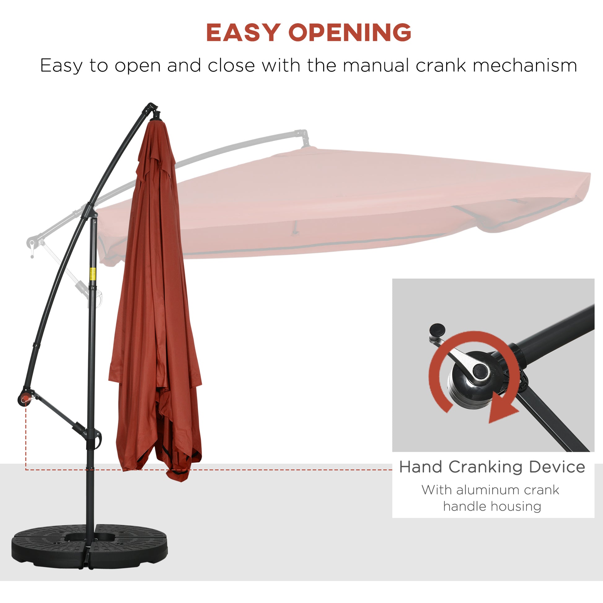 Offset Patio Umbrella with Net and Umbrella Base, Adjustable Cantilever Canopy with Cross Base, Weight Plates and 8 Ribs