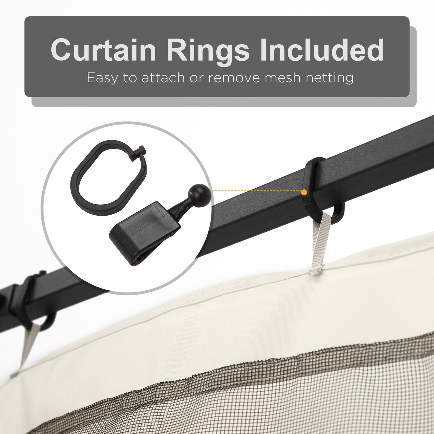 Replacement Mosquito Netting for Gazebo 10' x 10' Black Screen Walls for Canopy with Zippers, White
