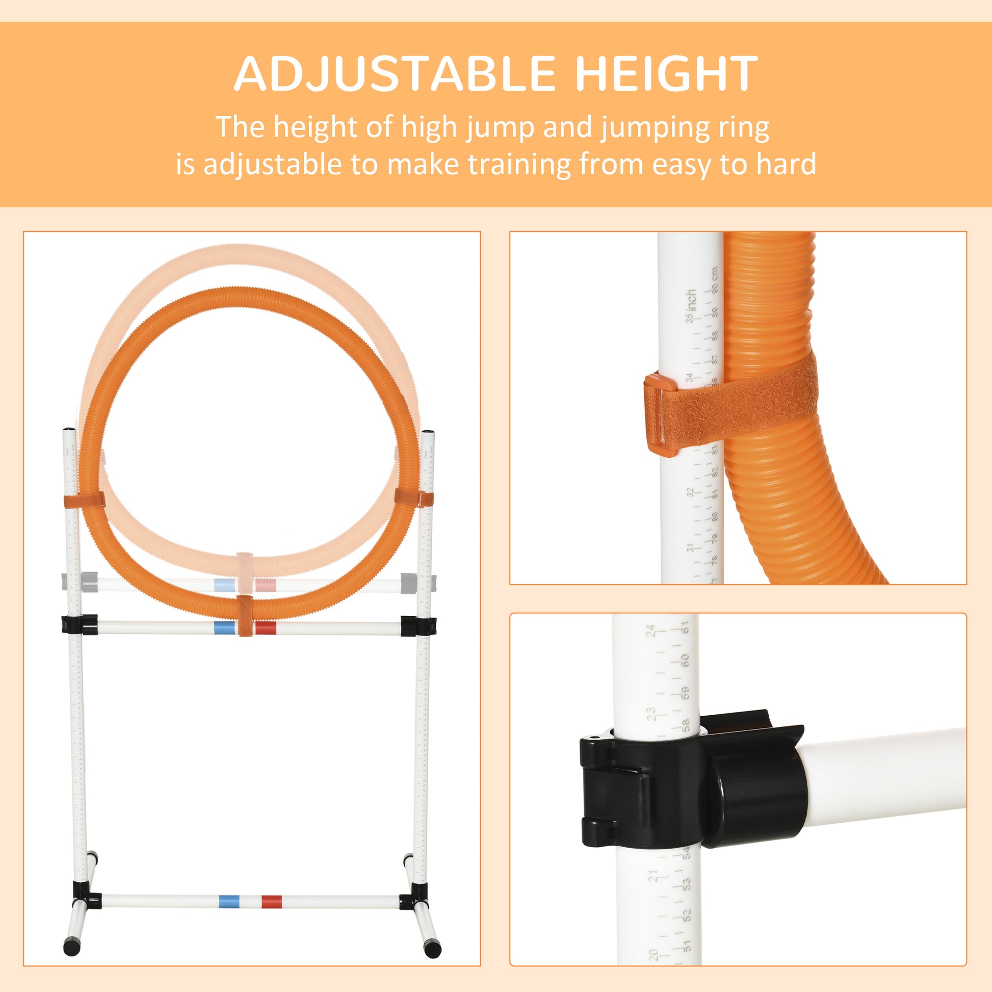 2-in-1 Dog Obstacle Training Agility Equipment Tire Jump Ring/Hurdle Bar with a Simple & Easy Setup & Storage Bag