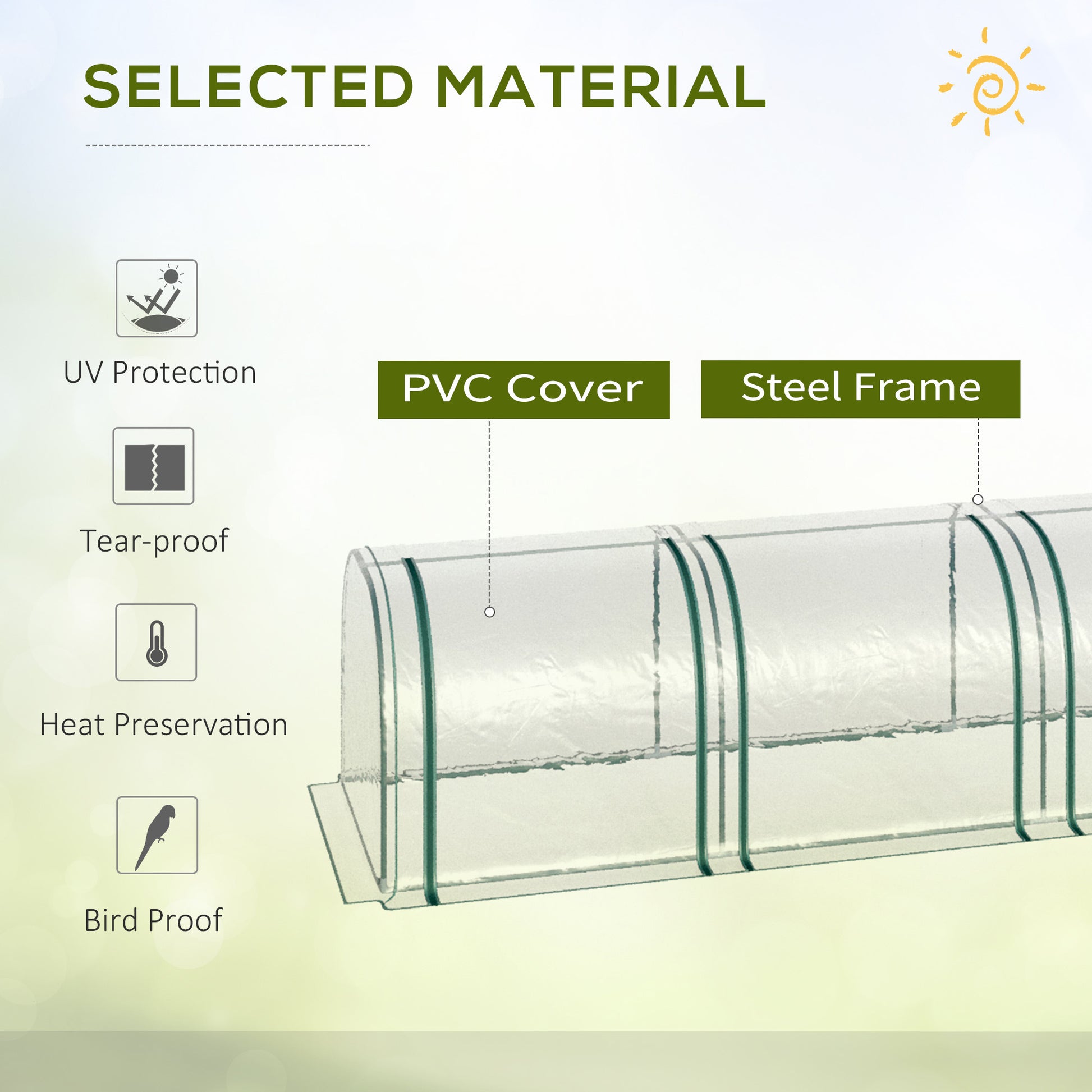 10' x 3' x 2.5' Portable Mini Tunnel Greenhouse with 3 Zipped Doors, Easy Assembly, Clear