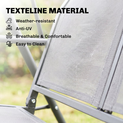 3-Seater Swing Chair Covered Garden Hammock A-Frame Outdoor Porch Glider Sling Seat with Adjustable Canopy Cover, Grey